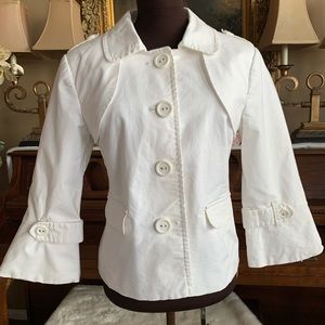 Rafaella White Button Up Blazer 3/4 Flare Sleeves